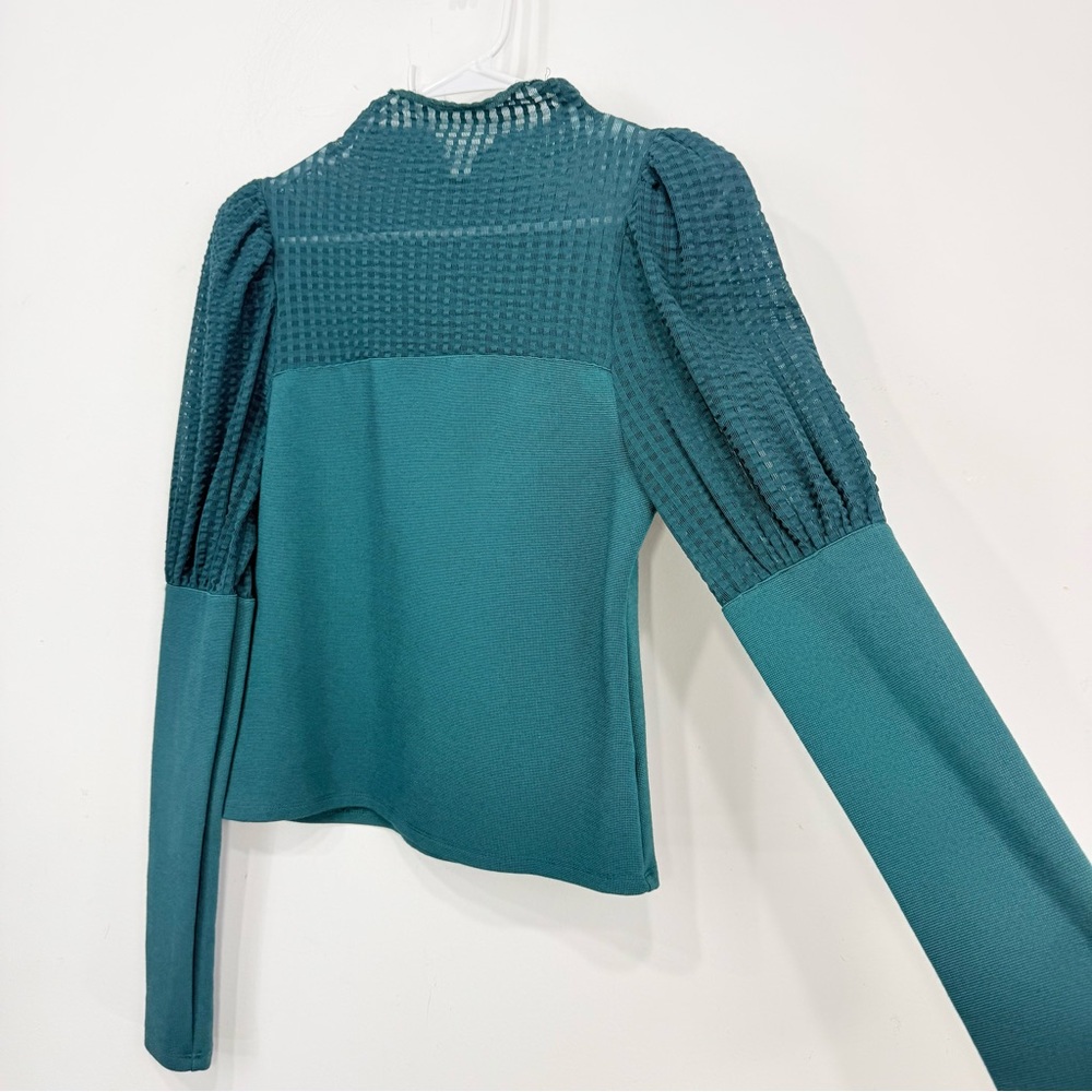 Maeve Teal Textured Puff Sleeve Top - Picture 8 of 16
